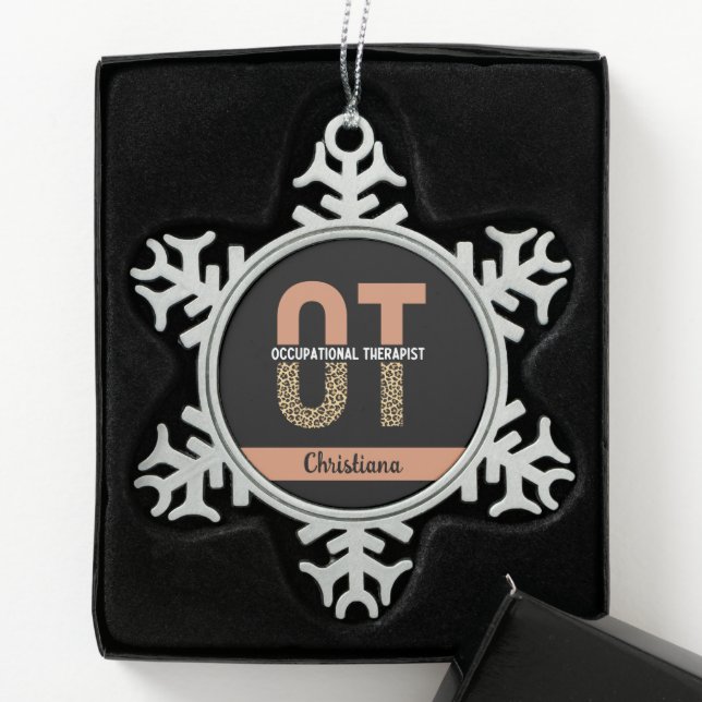 Custom Occupational Therapist OT Appreciation Gift Snowflake Pewter Christmas Ornament (Box)