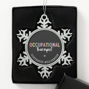 Custom Occupational Therapist OT Gifts Snowflake Pewter Christmas Ornament