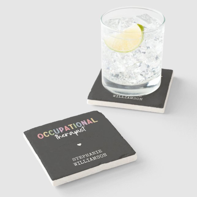 Custom Occupational Therapist OT Gifts Stone Coaster (Side)