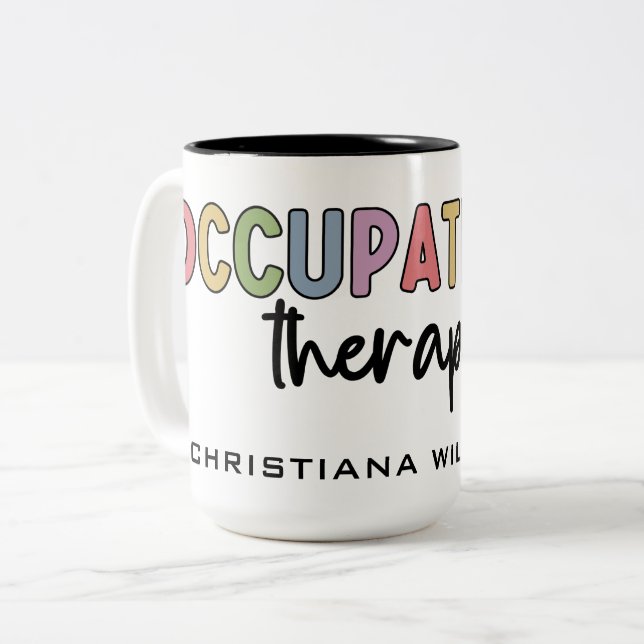 Custom Occupational Therapist OT Gifts Two-Tone Coffee Mug (Front Left)