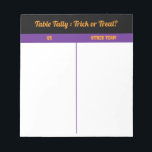 Custom October Halloween Bunco Table Tally  Notepad<br><div class="desc">Add spooky fun to your Bunco night with this Halloween table tally sheet! Perfect for October Bunco events, this score sheet features black, vibrant purple and orange Halloween-themed designs. Easily track scores for each table, making your Bunco game festive and organised. Ideal for parties, club nights, or seasonal gatherings. Trick...</div>