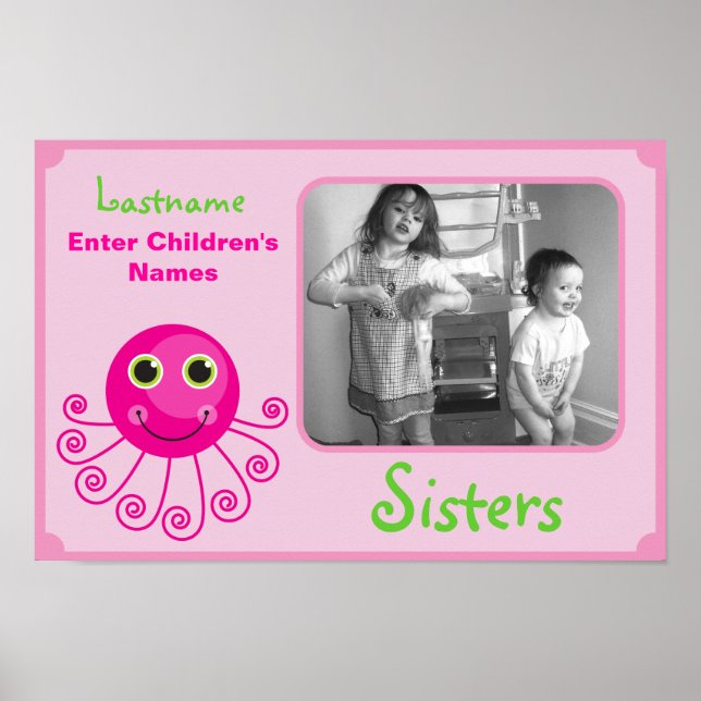 Custom Octopus Big Sister Child's Name Poster (Front)