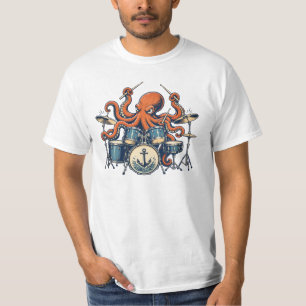 Custom Octopus Drummer Design T-Shirt