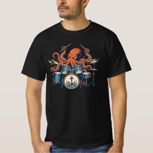 Custom Octopus Drummer Design T-Shirt