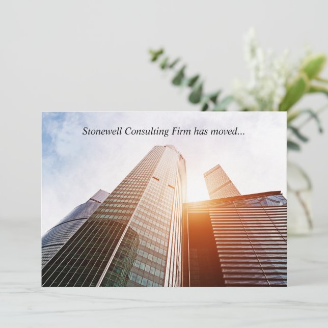 Custom Office Building Photograph Business Moving Announcement (Standing Front)