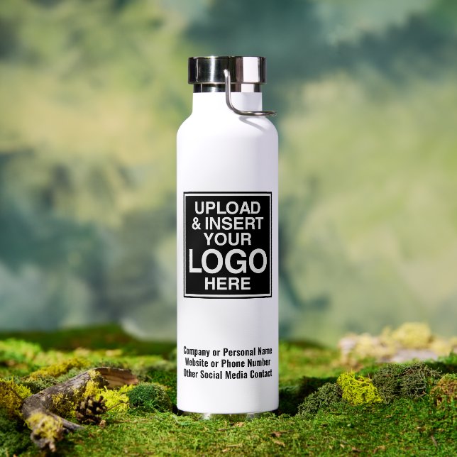 Custom Office Business Logo basic 3 lines of Text Water Bottle (Outdoor)