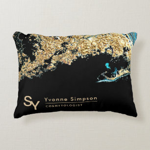 Custom OFFICE DECOR Teal Gold Black Modern Decorative Cushion
