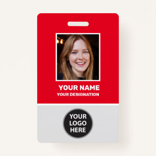 Custom Office Employee Photo, Bar Code, Logo, Name ID Badge