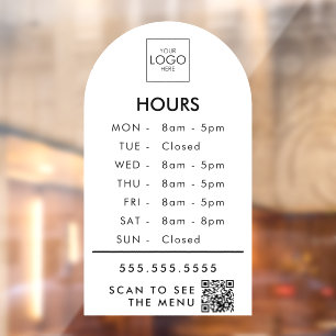 Custom Office Hours With QR Code Your Logo Store Window Cling