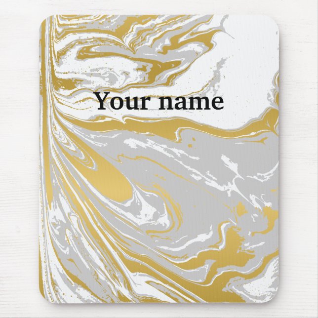 Custom Office  marble white grey yellow modern Mouse Mat (Front)