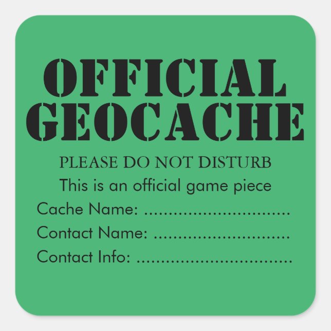 Custom Official Geocache sticker  (Front)