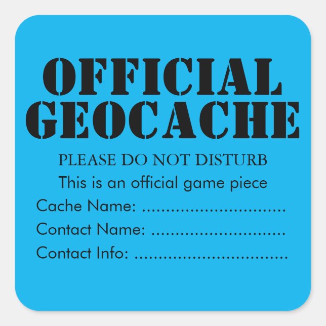 Custom Official Geocache sticker  (Front)
