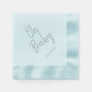 Custom Oh Baby "Name" Blue Baby Shower Napkins