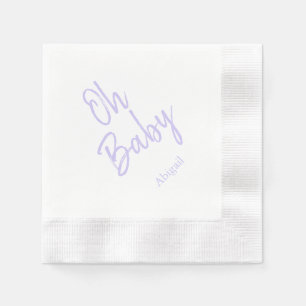 Custom Oh Baby "Name" Lavender Baby Shower  Napkin