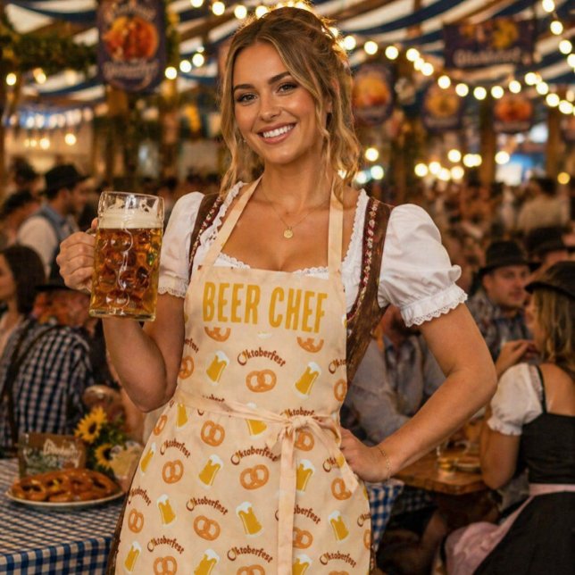 Custom Oktoberfest Beer & Pretzel Pattern Apron (Creator Uploaded)