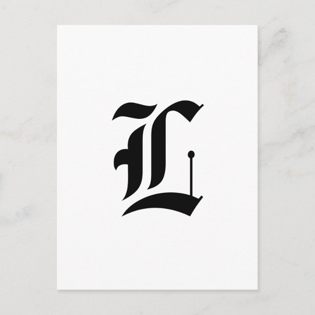 Custom Old English Font Letter (e.g. L for Letter) Postcard (Front)