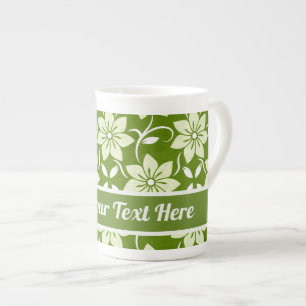 Custom Olive Blossom Repeat Bone China Mug
