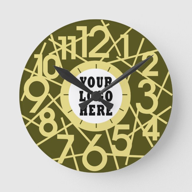 Custom Olive Gold Geometric Wall Clock (Front)