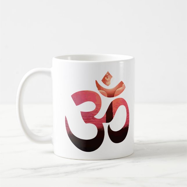 Custom Om Mantra Symbol Gold Sun Meditation Yoga Coffee Mug (Left)