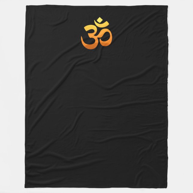Custom Om Mantra Symbol Gold Sun Meditation Yoga Fleece Blanket (Front)