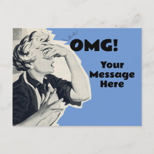 Custom OMG message antique 50s Postcard