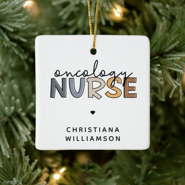 Custom Oncology Nurse Oncology RN Gifts Ceramic Ornament (Tree)
