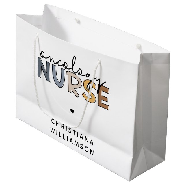 Custom Oncology Nurse Oncology RN Large Gift Bag (Front Angled)