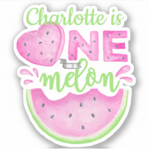 Custom "One in a Melon" Watermelon Name Sticker