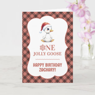 Custom One Jolly Goose December First Birthday Card