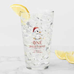 Custom One Jolly Goose December First Birthday Glass
