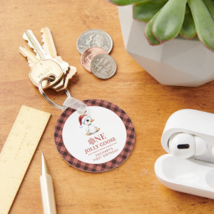 Custom One Jolly Goose December First Birthday Key Ring