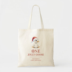 Custom One Jolly Goose December First Birthday Tote Bag