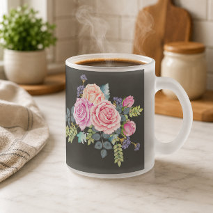 Custom One Photo Artwork Slogan 10 oz Frosted Glass Coffee Mug