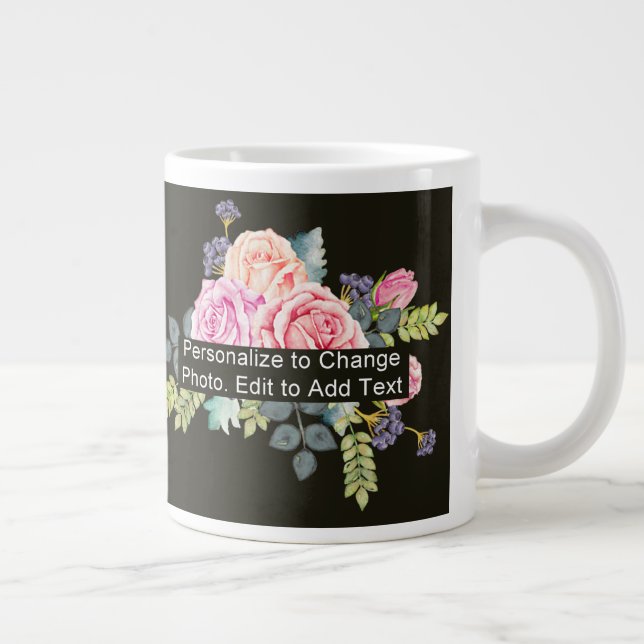 Custom One Photo Artwork Slogan Large Coffee Mug (Right)