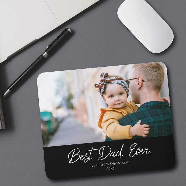 Custom One Photo Best Dad Ever Mousepad (Single Photo Best Dad Ever Mousepad)