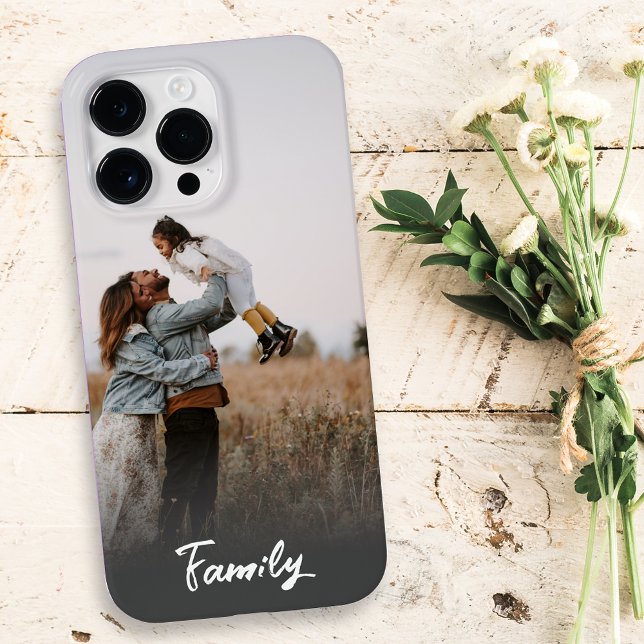 Custom One Photo Family Portrait Faded Text Case-Mate iPhone Case (Creator Uploaded)
