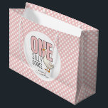 Custom One Silly Goose 1st Birthday Plaid Pattern Large Gift Bag<br><div class="desc">Modern One Silly Goose First Birthday Party 1st Birthday Celebration</div>