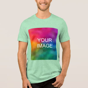 Custom Online Upload Your Own Photo Mens Green Tri-Blend Shirt