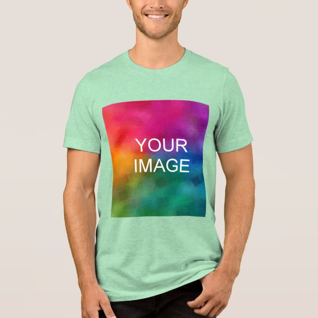 Custom Online Upload Your Own Photo Mens Green Tri-Blend Shirt (Front)