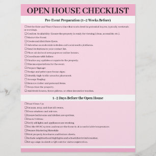 Custom Open House Checklist For Agents Flyer
