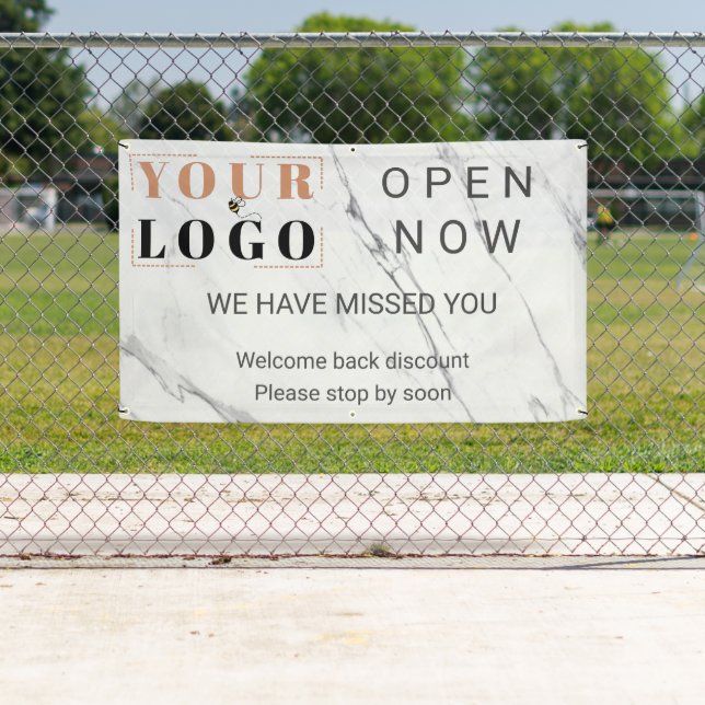 Custom Open now Business Logo Marble Outdoor Banner (Insitu)