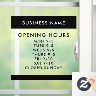 Custom Opening Hours Modern Minimalist Window Cling