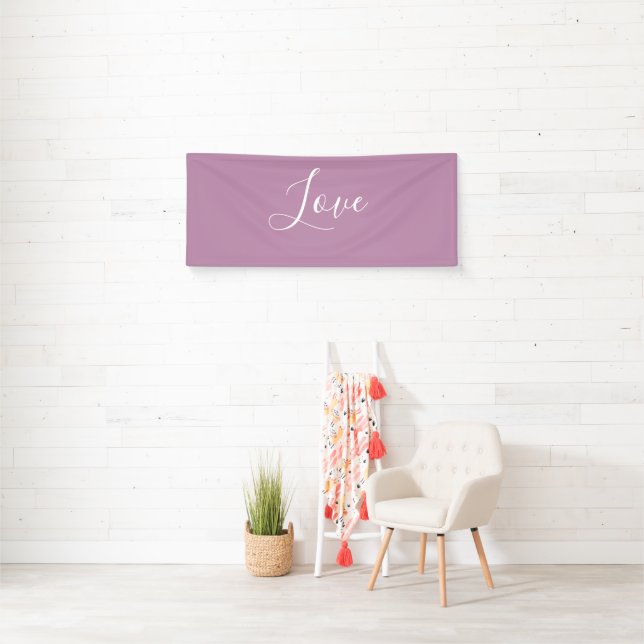 Custom Opera Mauve Solid Colour Minimalist Wedding Banner (Insitu)