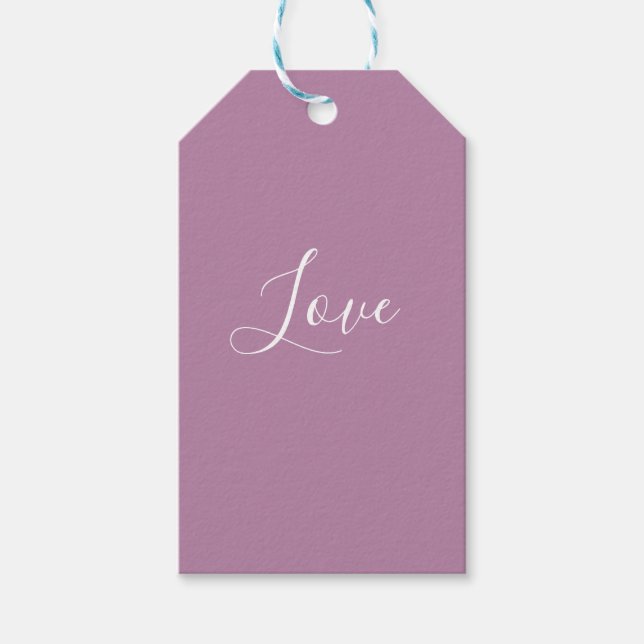 Custom Opera Mauve Solid Colour Minimalist Wedding Gift Tags (Front)
