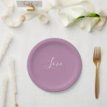 Custom Opera Mauve Solid Colour Minimalist Wedding Paper Plate<br><div class="desc">Loveable light spring purple opera mauve colour. Minimalist simple modern trendy chic style pastel aestethic in lavender solid colour. Mauve home decor,  mauve aesthetic decor,  mauve kitchen,  mauve colour.</div>