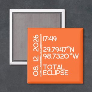Custom Orange 2026 Solar Eclipse Magnet