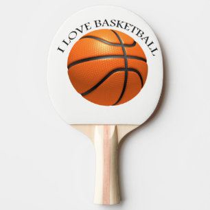 Custom orange and black leather basketball ping pong paddle