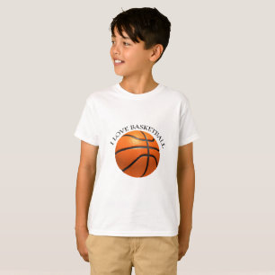 Custom orange and black leather basketball T-Shirt