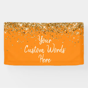Custom Orange and Gold Birthday Party Photo Booth Banner