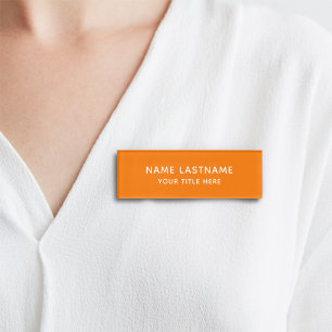 Custom Orange Basic Simple Minimalist Modern Title Name Tag